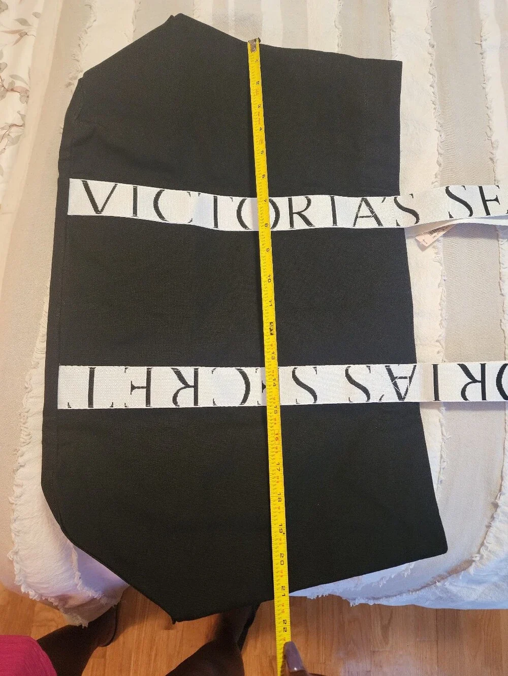 Victoria's Secret Black Tote with White Logo Straps